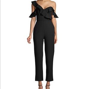 BCBGMAXAZRIA Eve One-Shoulder Cropped Jumpsuit